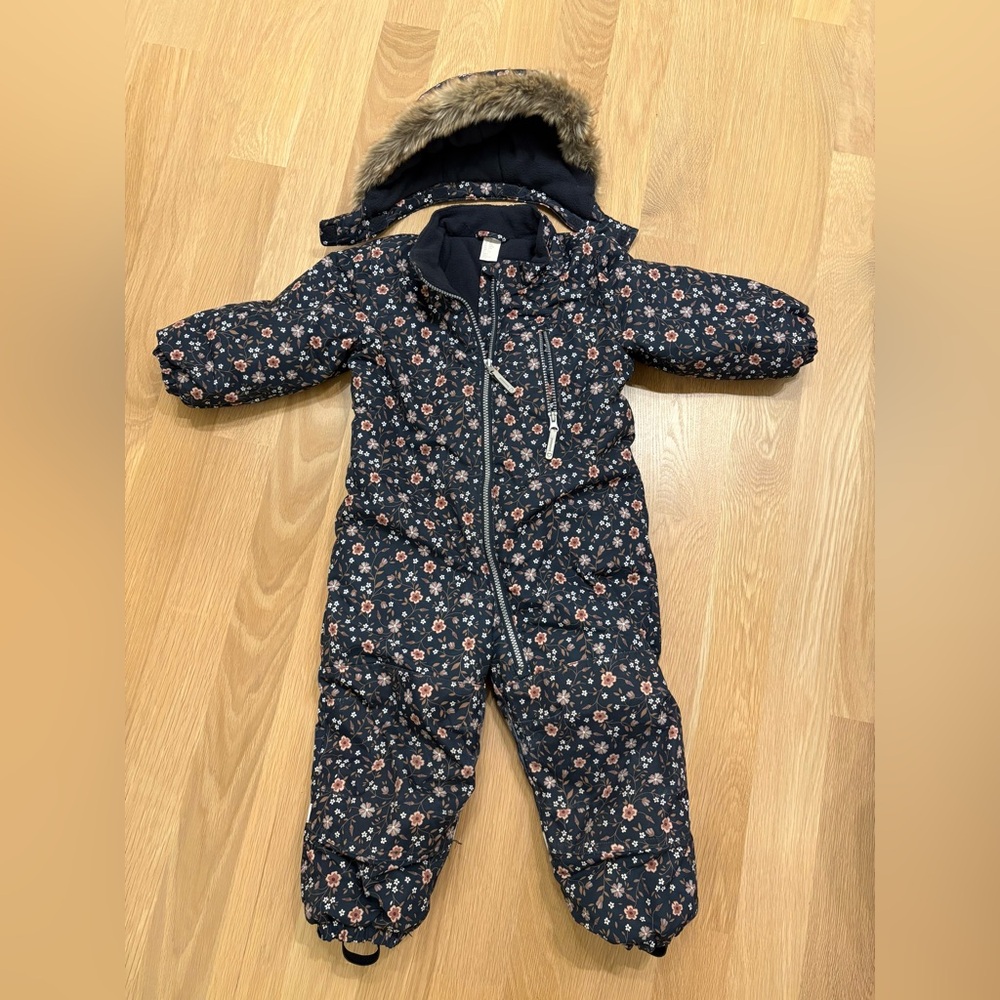 ❄️ H&M Floral Hooded Snowsuit (3T / 2–3Y)